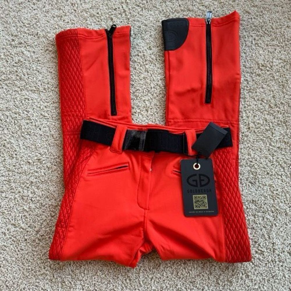 GOLDBERGH pippa Brooke belted quilted flared ski pants Orange US 10 NWT